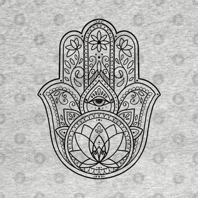 Hamsa Hand and Lotus Flower by Lorna Laine by Lorna Laine